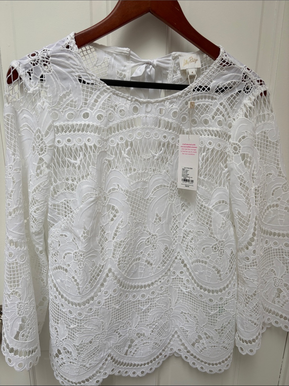 Lilly Pulitzer White Crochet Lace Peasant Blouse